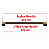 Gölcük Düz Metal Eskitme Antik Sarı 224 mm Mobilya Mutfak Çekmece Dolap Dolabı Kulpu Kulbu Kulpları - 4
