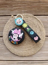 Anahtarlık Silikon Minnie Mouse Siyah Ayna Anahtarlık Çanta Süsü Karakter Figür Oyuncak thumbnail 1