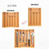 Porsima Ölçü Ayarlı 5-7 Bölmeli Bambu Kaşıklık - Çekmece İçi Tezgah Üstü Kaşıklık Organizer - 2