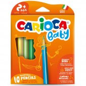 Carioca Jumbo Bebek Üçgen Kuru Boya Kalemi 10 Lu 2+Yaş 42819 - 1