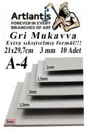 A4 Mukavva Gri 3 mm 10 Adet 1 Paket 21x29.7 cm A-4 Mukavva 3 mm Kalınlığında A-4 Mukavva - 1