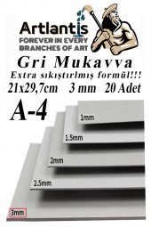 A4 Mukavva Gri 3 mm 20 Adet 1 Paket 21x29.7 cm A-4 Mukavva 3 mm Kalınlığında A-4 Mukavva - 1