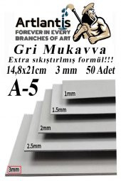 A5 Mukavva Gri 3 mm 50 Adet 1 Paket 14,8x21 cm A-5 Mukavva 3 mm Kalınlığında A-5 Mukavva - 1