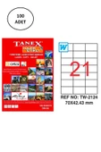 Tanex Tw-2124 Lazer Etiket 70X42 Mm 100 Lü - 1