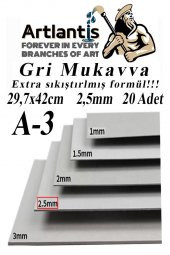 A3 Mukavva Gri 2.5 mm 20 Adet 1 Paket 29.7x42 cm A-3 Mukavva 2,5 mm Kalınlığında A-3 Mukavva - 1