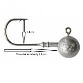 Dam Ball Jig Head No:2/0 İğneli 12gr Zoka (5 Adet) - 1