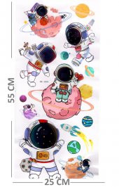 Duvar Sticker Kabartmalı 3 Boyutlu Sticker, 3d Duvar Stiker (HX004) 55x25 cm - Astronot Ay - 2