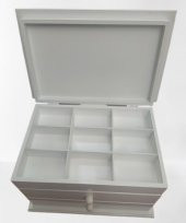 Hobi ERL 90222 Dekoratif Makyaj Kutu 2 Çekmece Ahşap MDF Beyaz Lake Boya El yapım - 5