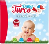 Baby Turco Islak Havlu Mendil Klasik (18 li Set) 60 Yaprak Plastik Kapaklı (6PK*3) - 2
