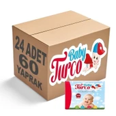 Baby Turco Islak Havlu Mendil Klasik (24 lü Set) 60 Yaprak Plastik Kapaklı (8PK*3) - 1
