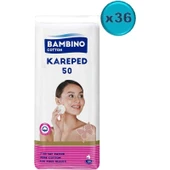Bambino Cotton Kare Makyaj ve Bebek Temizleme Pamuğu 1800 Adet (Kare En-Boy 7CM) (36PK*50) - 1