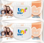 Uni Baby Islak Havlu Mendil 90 Yaprak Aile (2 Li Set) 180 Yaprak Plastik Kapaklı - 2