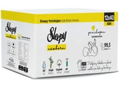 Sleepy Islak Havlu Mendil Pamuklu Yenidoğan Natural Bambu 40 Yaprak 12 Li Set (480 Yaprak) - 1