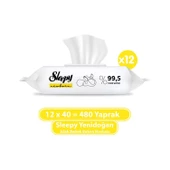 Sleepy Islak Havlu Mendil Pamuklu Yenidoğan Natural Bambu 40 Yaprak 12 Li Set (480 Yaprak) - 2