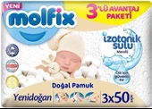Molfix Islak Havlu Mendil İzotonik Yenidoğan 3 Lü set 50 Yaprak Plastik Kapaklı - 1