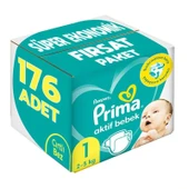 Prima Bebek Bezi Beden:1 (2-5Kg) Yeni Doğan 176 Adet Süper Ekonomik Fırsat Pk thumbnail 1