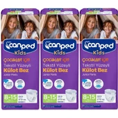 Canped Kids Çoçuklar İçin Külot Bez Tekstil Yüzeyli Yaş:8-15 (27-57Kg) 24 Adet (3Pk*8) thumbnail 2