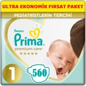 Prima Premium Care Bebek Bezi Beden:1 (2-5Kg) Yeni Doğan 560 Adet Ultra Ekonomik Fırsat Pk thumbnail 1