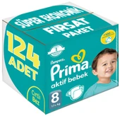 Prima Bebek Bezi Beden:8 (17+Kg) XXX Large 124 Adet Süper Ekonomik Fırsat Pk - 1