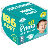 Prima Bebek Bezi Beden:8 (17+Kg) XXX Large 186 Adet Süper Ekonomik Mega Pk - 1