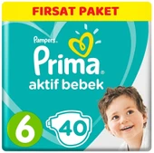 Prima Bebek Bezi Beden:6 (13-18Kg) Extra Large 40 Adet Ekonomik Pk thumbnail 1