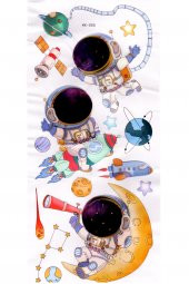 Duvar Sticker Kabartmalı 3 Boyutlu Sticker, 3d Duvar Stiker (HX005) 55x25 cm - Astronot Galaksi - 1