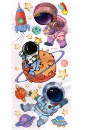 Duvar Sticker Kabartmalı 3 Boyutlu Sticker, 3d Duvar Stiker (HX006) 55x25 cm - Astronot Uzay - 1