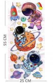 Duvar Sticker Kabartmalı 3 Boyutlu Sticker, 3d Duvar Stiker (HX006) 55x25 cm - Astronot Uzay - 2