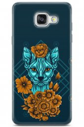 Samsung Galaxy A5 2016 Uyumlu Kılıf Sfenks 13 Yeşil Kedi Case Kapak Mavi - 1
