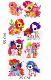 Duvar Sticker Kabartmalı 3 Boyutlu Sticker, 3d Duvar Stiker (XMB002) 55x25 cm - Unicorn Renkli - 2