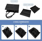 Katlanabilir Taşınabilir Keçe Organizer Çanta Siyah Renk - 5