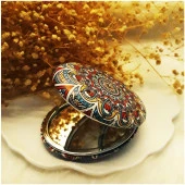 Oval Zirkon Taşlı El İşçiliği Çanta İçi Kadın Ayna - 3
