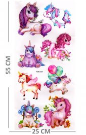 Duvar Sticker Kabartmalı 3 Boyutlu Sticker, 3d Duvar Stiker (XMB004) 55x25 cm - Unicorn Sevimli - 2