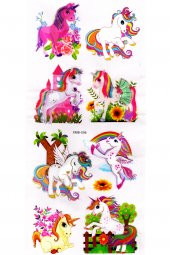 Duvar Sticker Kabartmalı 3 Boyutlu Sticker, 3d Duvar Stiker (XMB006) 55x25 cm - Unicorn Rainbow - 1