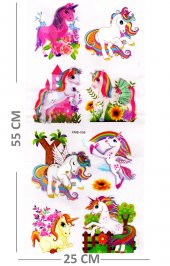 Duvar Sticker Kabartmalı 3 Boyutlu Sticker, 3d Duvar Stiker (XMB006) 55x25 cm - Unicorn Rainbow - 2