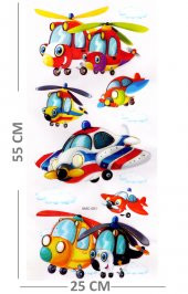 Duvar Sticker Kabartmalı 3 Boyutlu Sticker, 3d Duvar Stiker (XMC001) 55x25 cm - Helikopter - 2