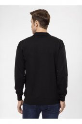Süvari Polo Yaka Regular Fit Armürlü Siyah Erkek Kazak TR2013700284 - 5