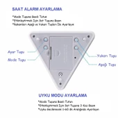 UpWay 7 Renkli Piramit Şekilli Dijital Led Çalar Saat Alarm Termometre Masa Saati - 7