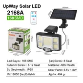 UpWay Solar 168 LED Güneş Enerjili Kumandalı Kablolu 3 Modlu Duvar Lambası - 6