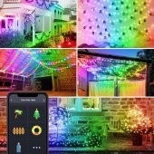 UpWay Bluetooth 10 Metre RGB Renk Değiştiren Akıllı Küre Dizili Işıklar USB 66 LED Kumandalı - 2