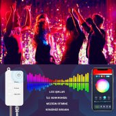 UpWay Bluetooth 10 Metre RGB Renk Değiştiren Akıllı Küre Dizili Işıklar USB 66 LED Kumandalı - 3