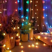 UpWay Bluetooth 10 Metre RGB Renk Değiştiren Akıllı Küre Dizili Işıklar USB 66 LED Kumandalı - 4