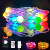 UpWay Bluetooth 10 Metre RGB Renk Değiştiren Akıllı Küre Dizili Işıklar USB 66 LED Kumandalı - 6