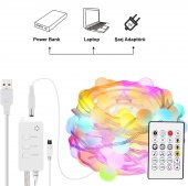 UpWay Bluetooth 10 Metre RGB Renk Değiştiren Akıllı Küre Dizili Işıklar USB 66 LED Kumandalı - 7