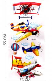 Duvar Sticker Kabartmalı 3 Boyutlu Sticker, 3d Duvar Stiker (XMC003) 55x25 cm - Uçak - 2