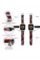 Apple Watch Kayış 2 3 4 5 6 7 8 Se 42 44 45 49mm Kırmızı Kamuflaj Desenli Kordon Bileklik Silikon - 5