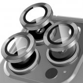 BİNANO METAL RİNG IPHONE 15 PRO/15 PRO MAX GRİ KAMERA KORUYUCU - 1