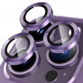 BİNANO METAL RİNG IPHONE 15 PRO/15 PRO MAX MOR KAMERA KORUYUCU - 1