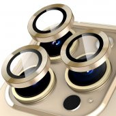 BİNANO METAL RİNG IPHONE 15 PRO/15 PRO MAX GOLD KAMERA KORUYUCU - 1