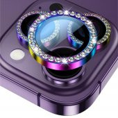 BİNANO IPHONE 15/15 PLUS TAŞLI GÖKKUŞAĞI KAMERA KORUYUCU - 1